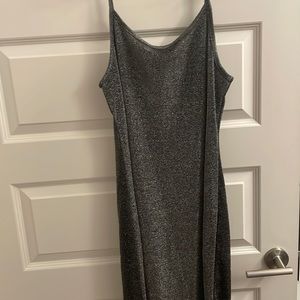 Black 1x nylon dress with silver sparkle overlay